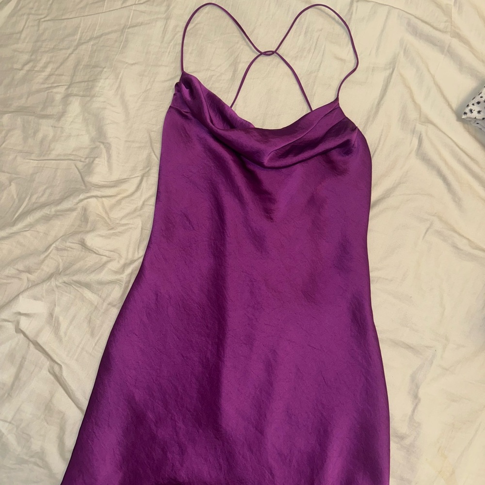 Aritzia Purple Satin Slip Dress